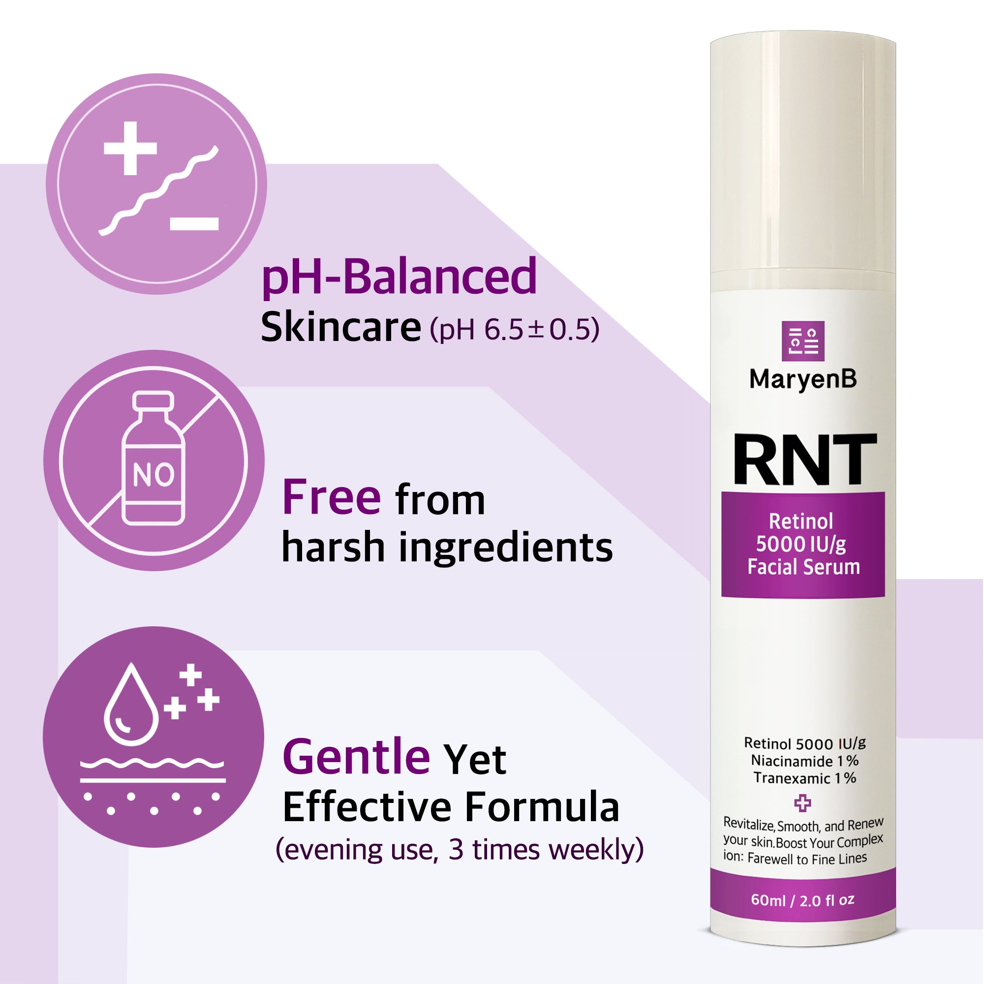 MaryenB RNT Retinol 5000IU Night Serum 2 Fl Oz - Anti-Aging Treatment